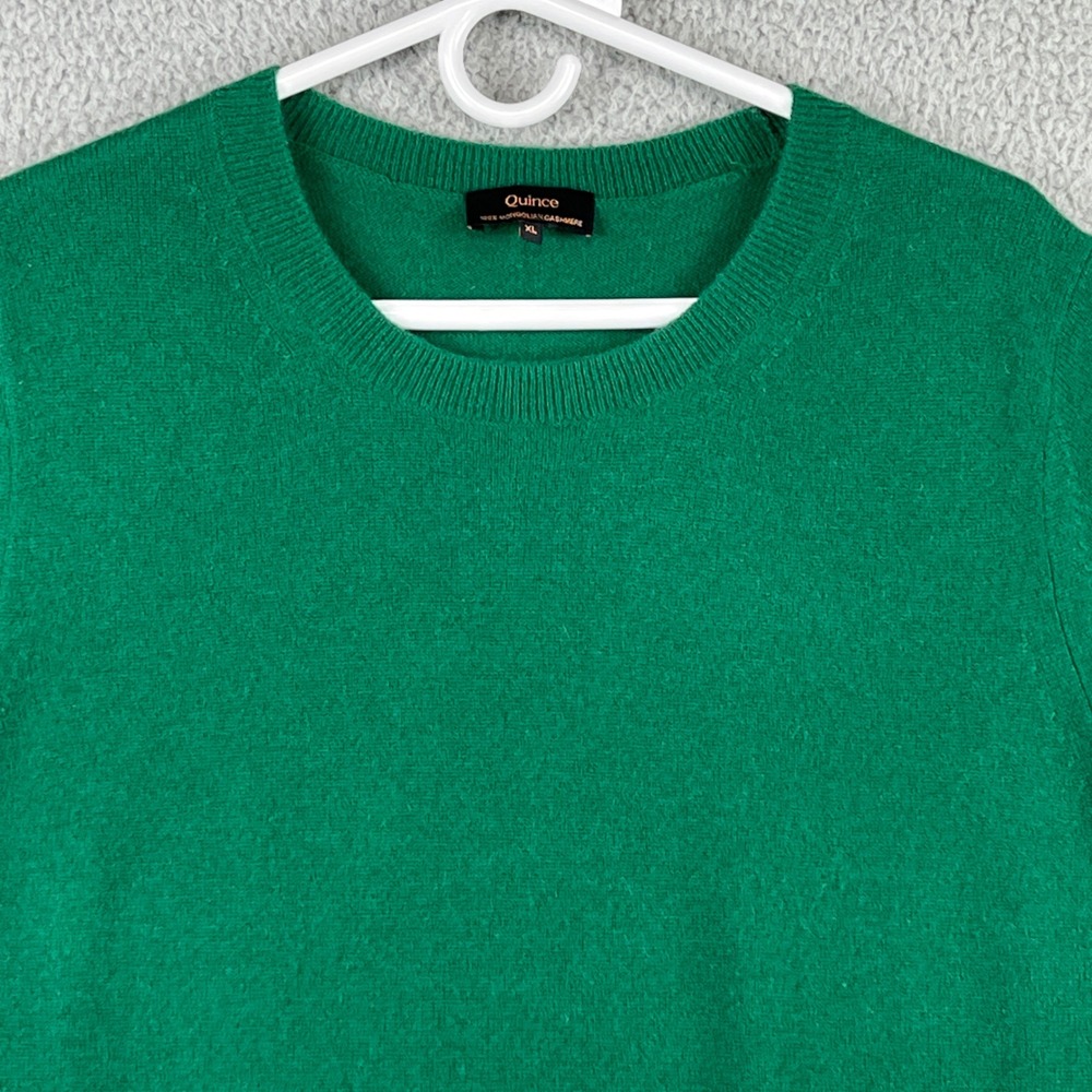 Quince Mongolian Cashmere Tee Everglade Green Short Sleeve Sweater Womens XL - Picture 2 of 11